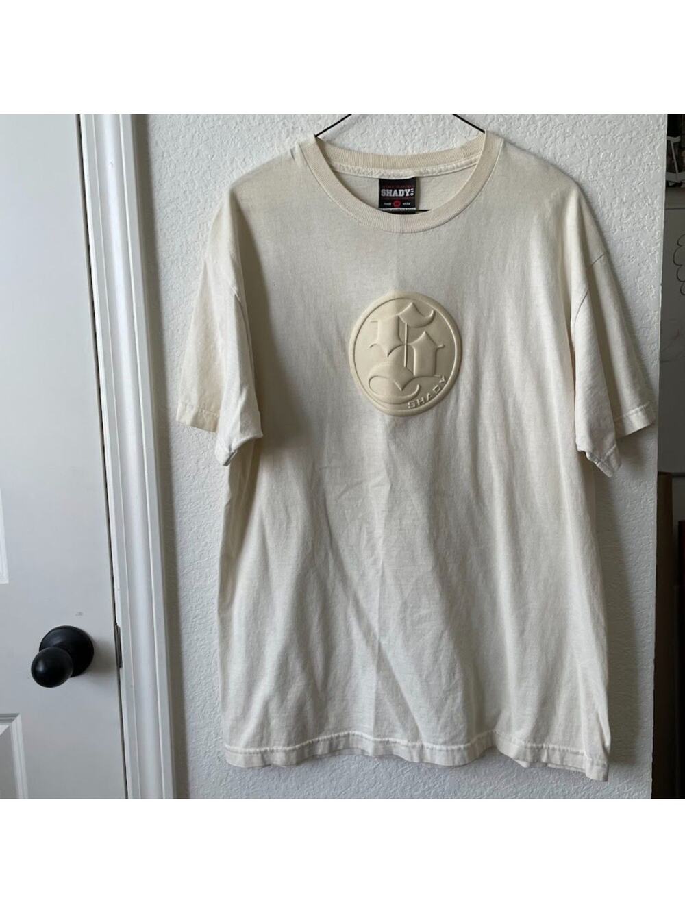 Vintage Y2K Ivory Eminem Shady LTD Embossed T Shirt Sz M